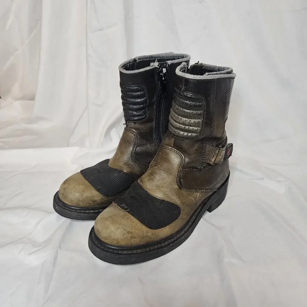 RED WING LEATHER EMBROIDERED MOTORCYCLE BOOTS WOMEN 8